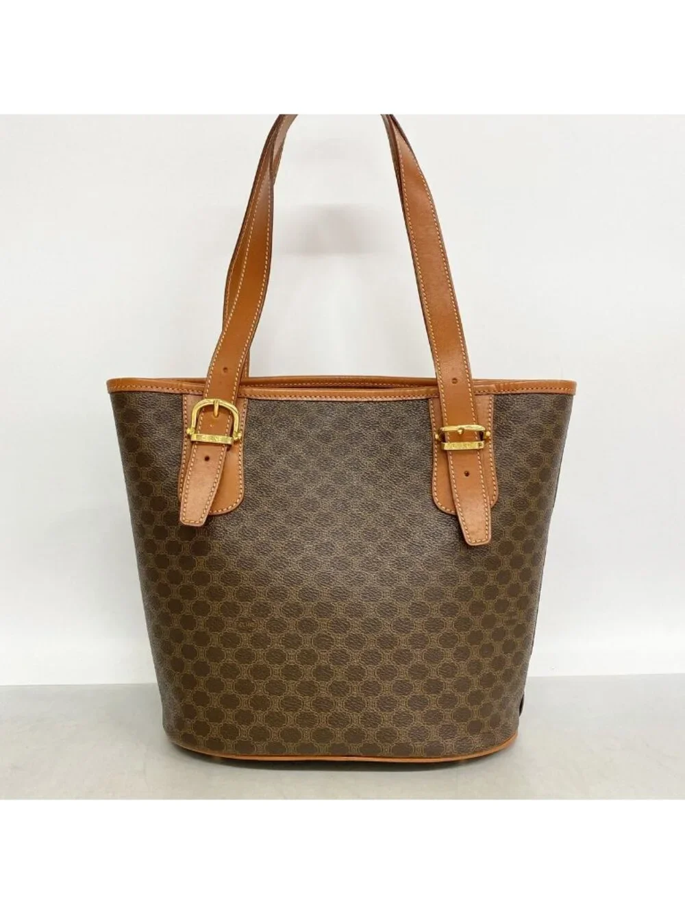 Celine Tote Bag Macadam Brown Gold